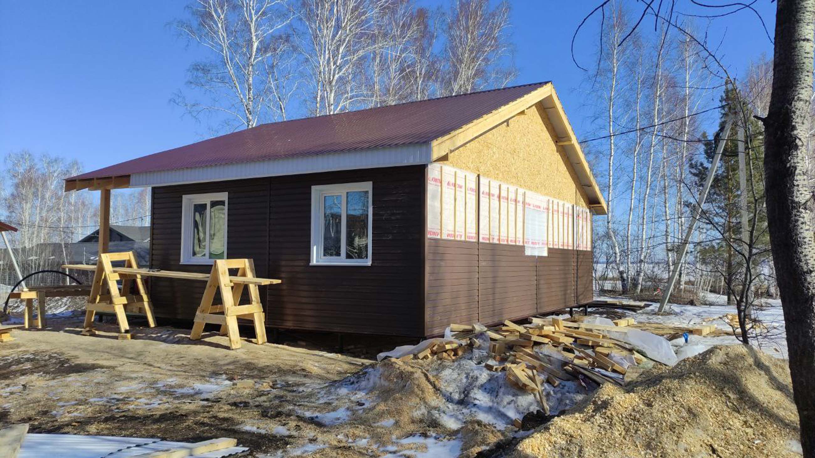 Ход строительства Строительство каркасного дома в с.Ленинское Новосибирской области