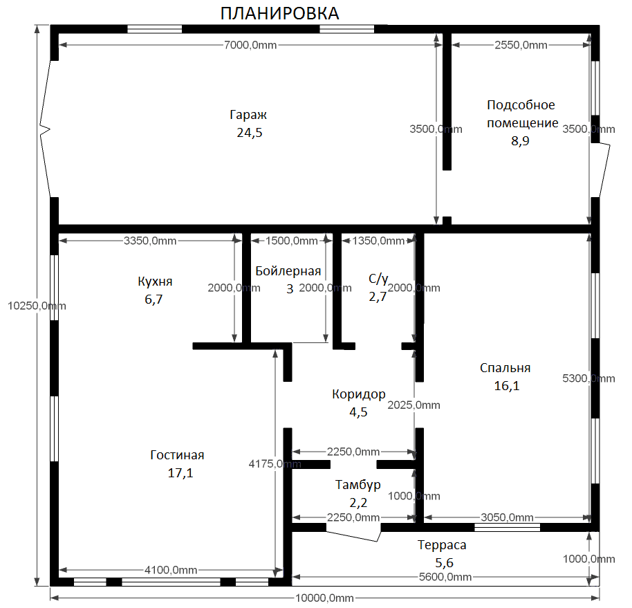 План дома Каркасный дом в один этаж в с.Захарово