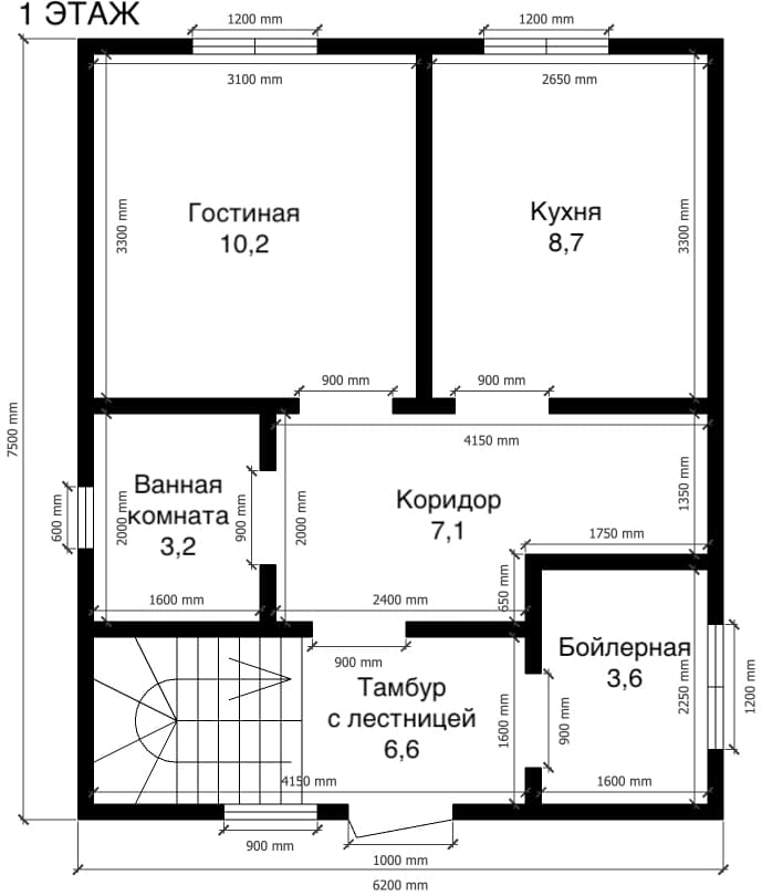 План дома Каркасный дом в г.Барнауле, СНТ Ракета