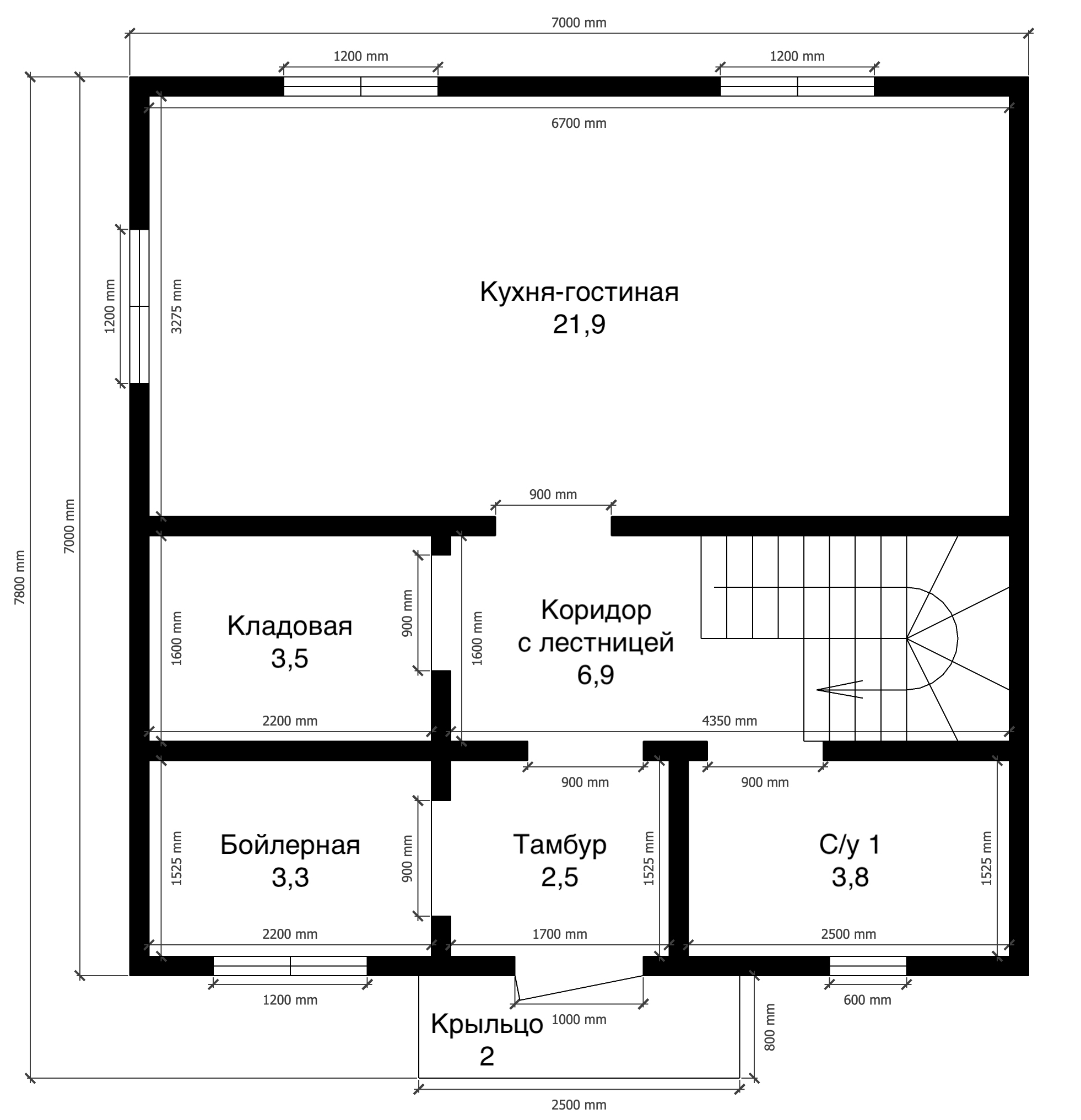 План дома Каркасный дом в с.Шахи