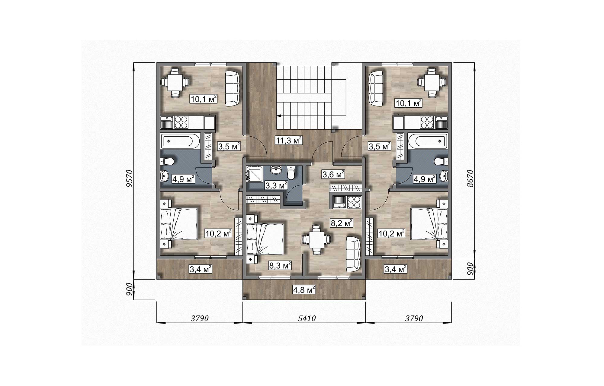 План дома Каркасный дом гостиничного типа «Кару»