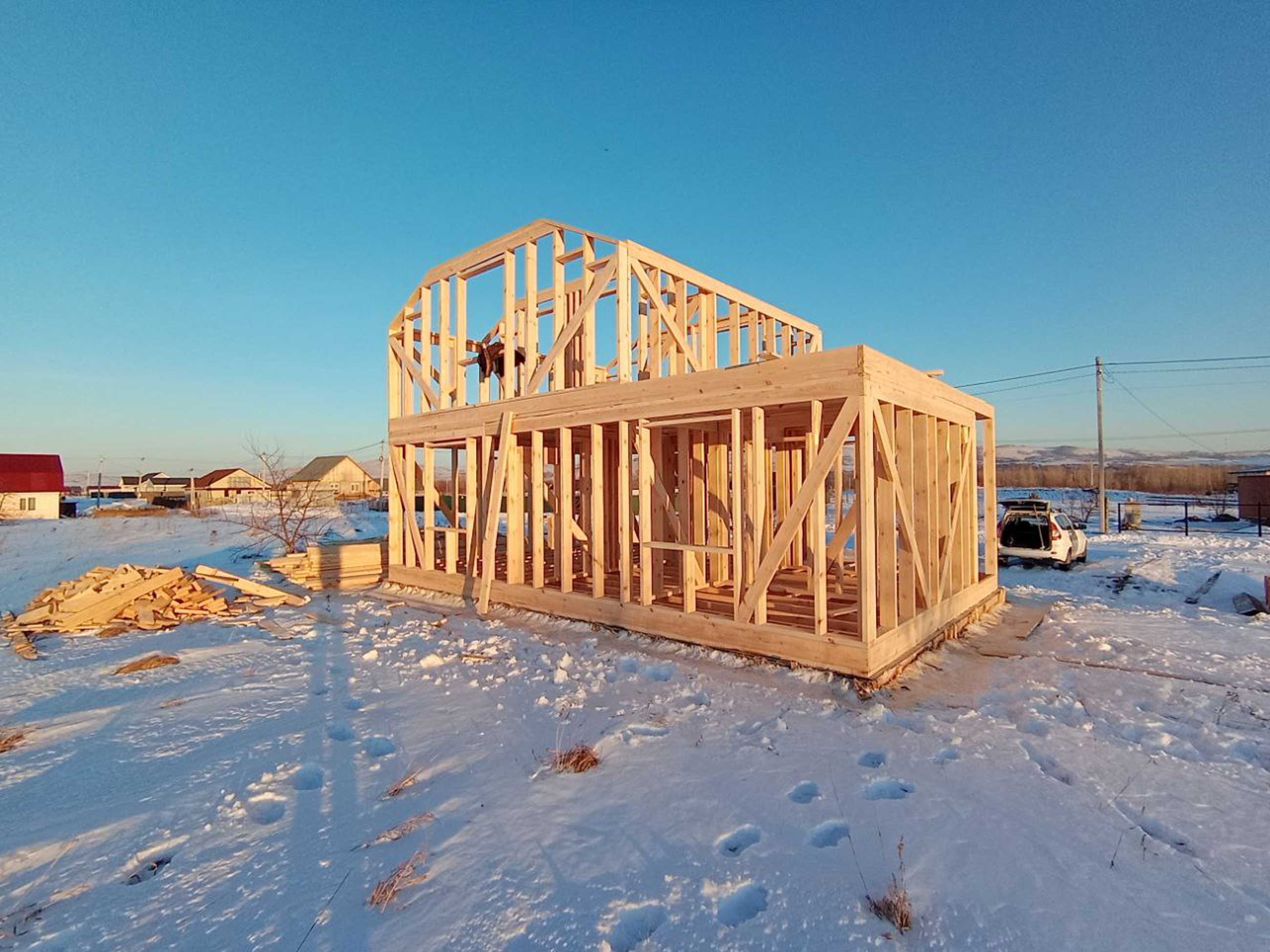Ход строительства Строительство каркасного дома в с.Подгорное Республики Алтай