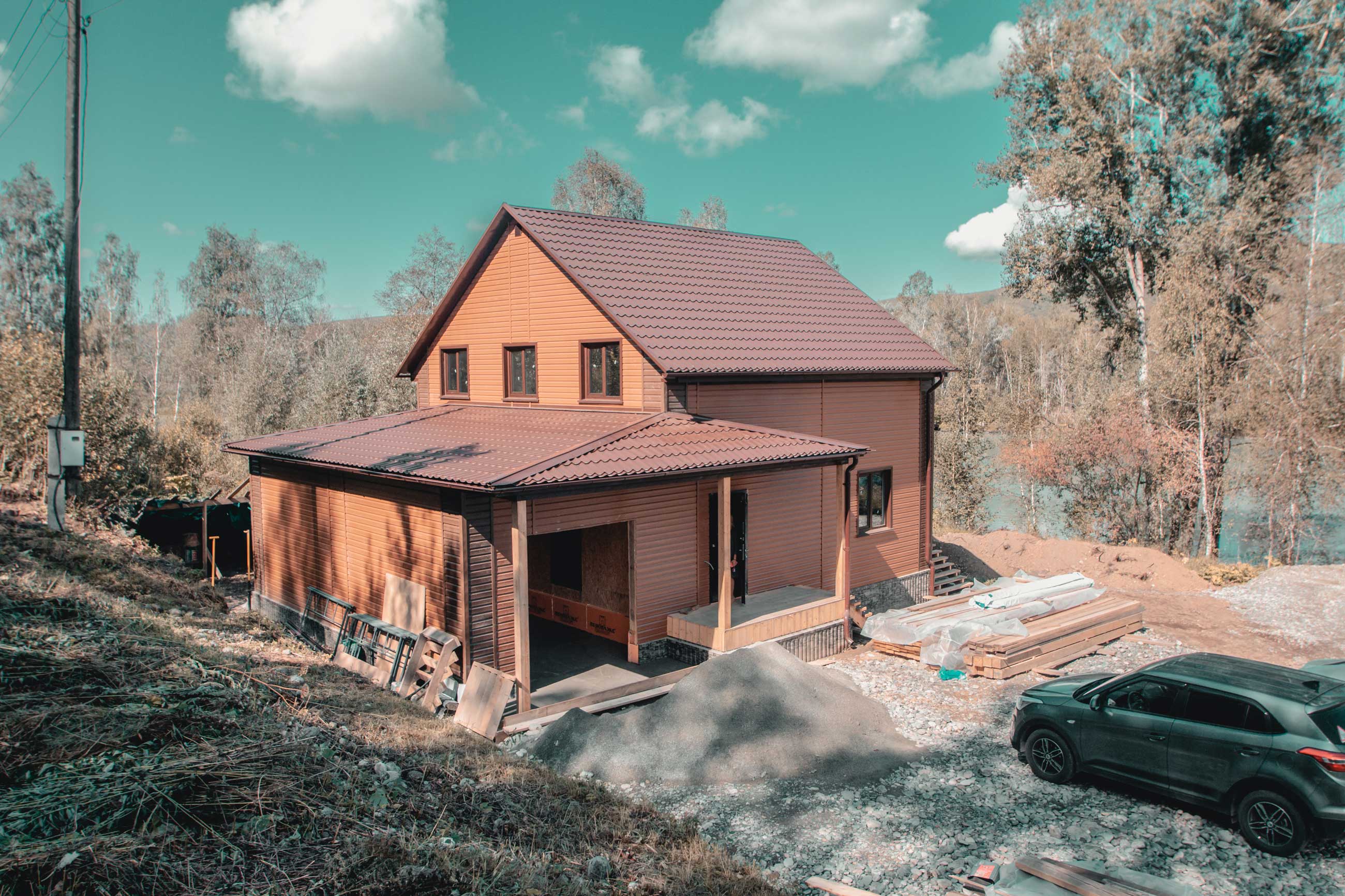Ход строительства Каркасный дом с гаражом в с.Карлушка, Республика Алтай